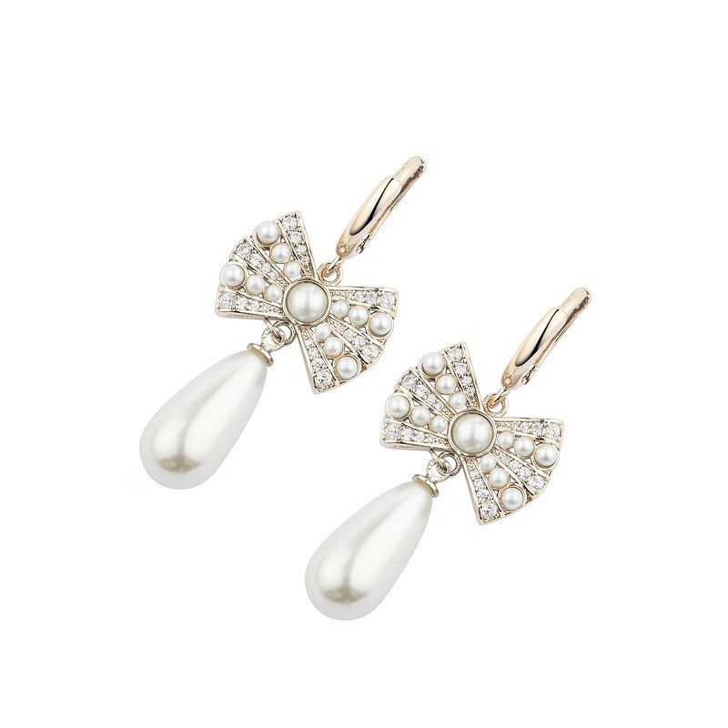 阿吉豆气质甜美珍珠蝴蝶结耳坠