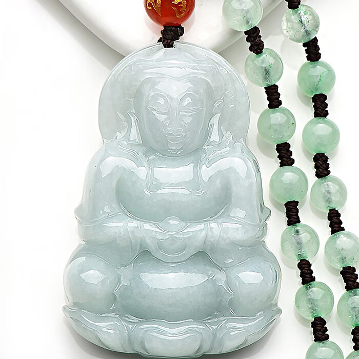 千载一玉观音翡翠吊坠