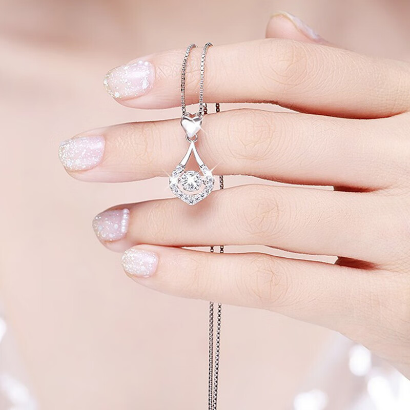 花影 灵动水滴纯银项链