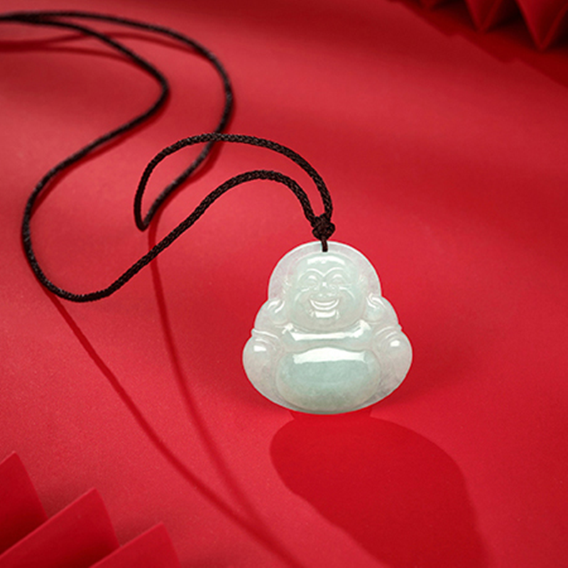 周大福 平安佛公翡翠吊坠