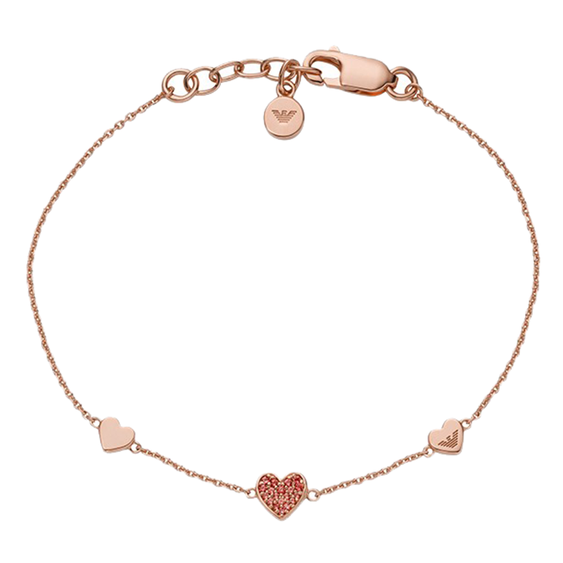 阿玛尼 镶钻小红心手链