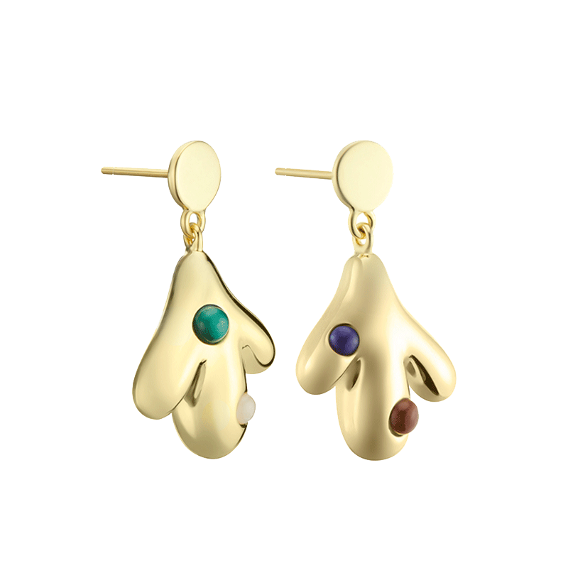 OOAK 仙人掌宝石耳环