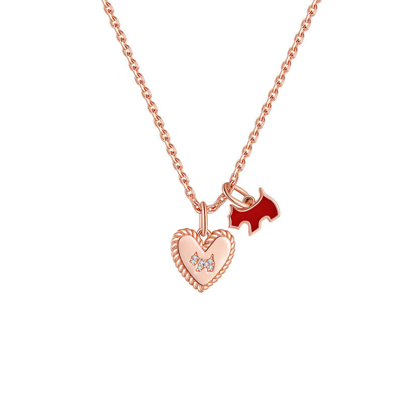 AGATHA爱心小狗双吊坠项链