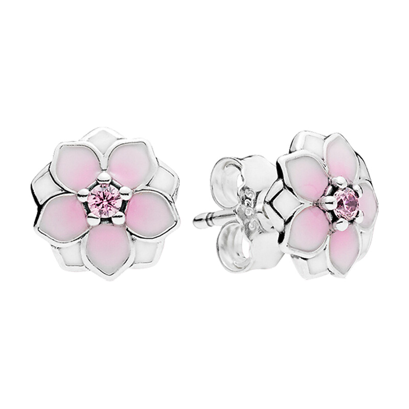 潘多拉木兰花银耳饰