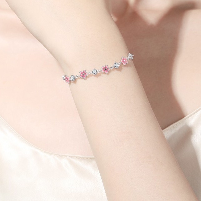 奢蒂 变色珐琅樱花手链