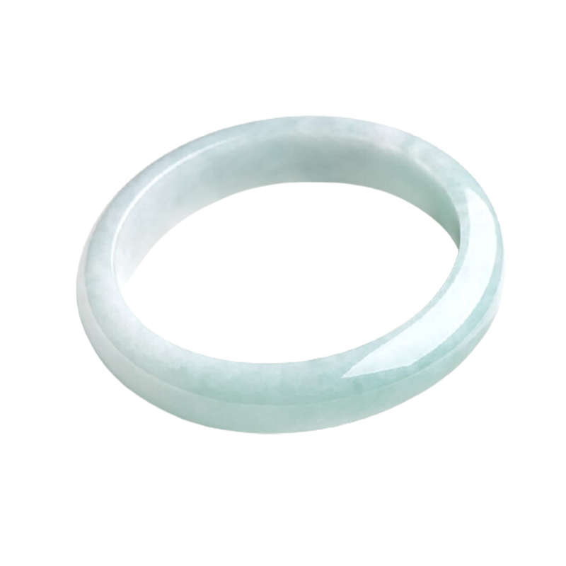 可玉可求 翡翠淡绿色细糯玉镯子