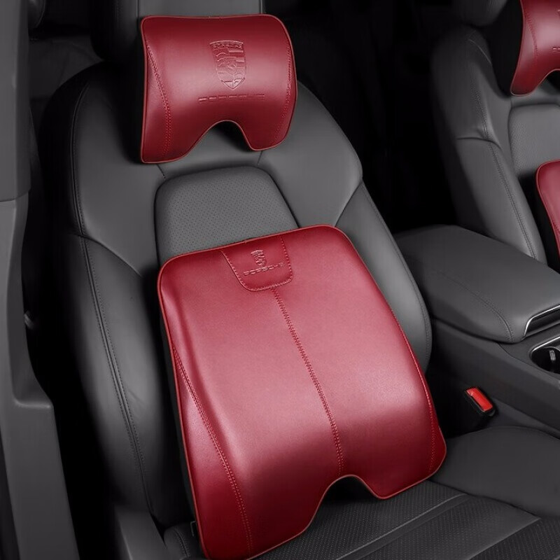 大瓦国 牛皮面料头枕腰靠