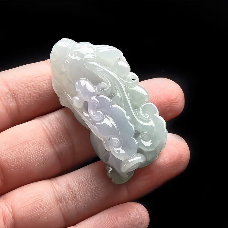 玉萌色 冰糯种立体貔貅玉坠