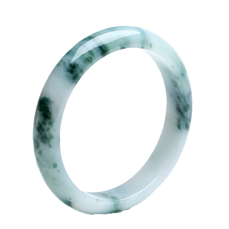 珍唯伊 淡绿飘花 翡翠手镯