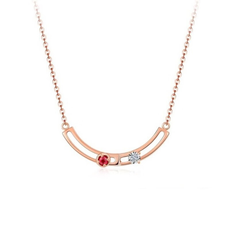 法蔻红宝石微笑项链