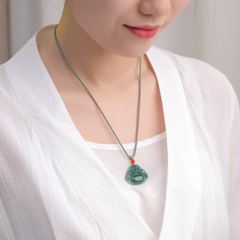 珍唯伊 蓝水玉佛翡翠吊坠