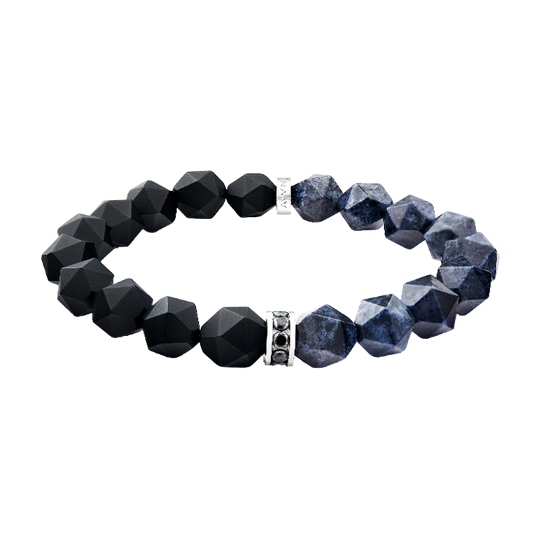 AWNL蓝线石黑玛瑙手串腕饰