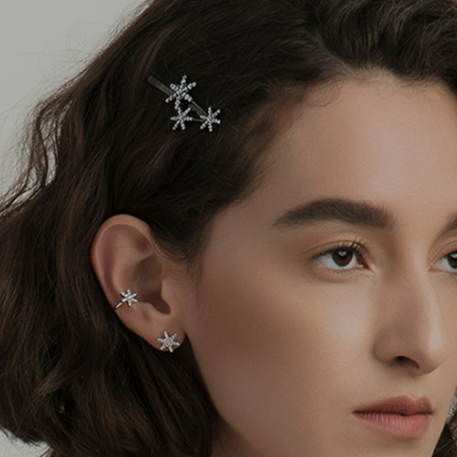 何方珠宝 迷你飘雪耳饰