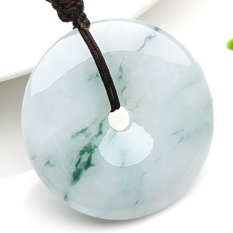 可玉可求 翡翠飘花平安扣玉坠