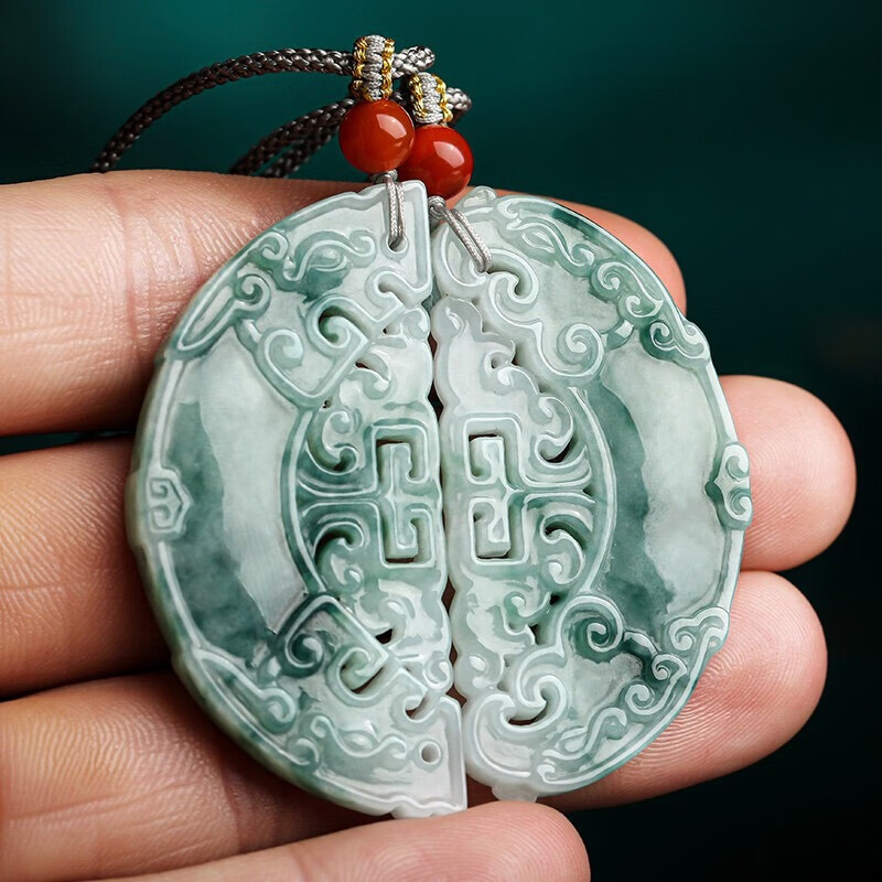 净心石 龙凤对 翡翠吊坠