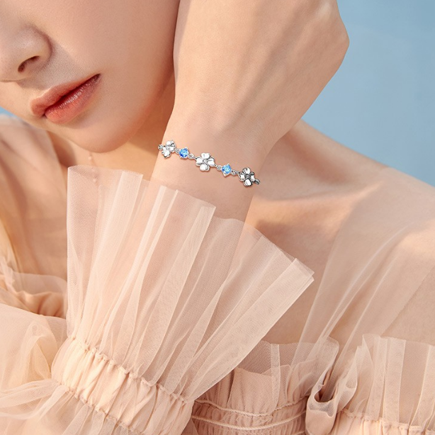 银千惠 四叶奇缘足银手链