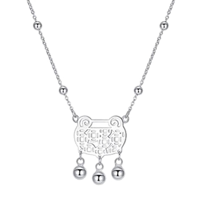 晓色镂空平安锁项链