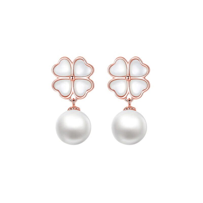桑玛四叶草珍珠耳饰