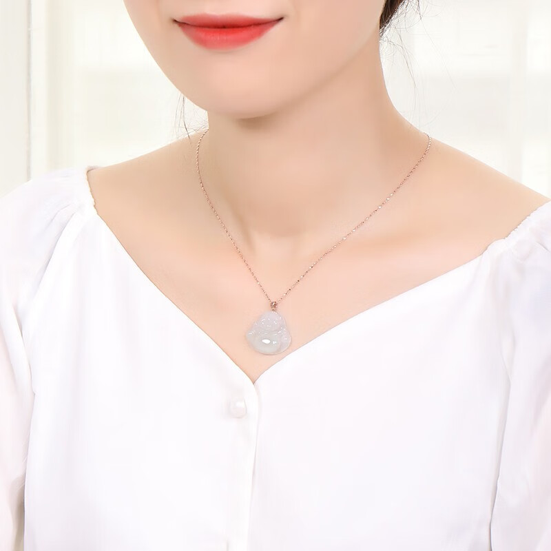 印象眸 18K金镶玉佛公吊坠