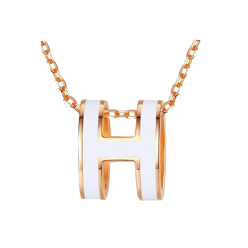 劳拉图H字母玫瑰金色项链