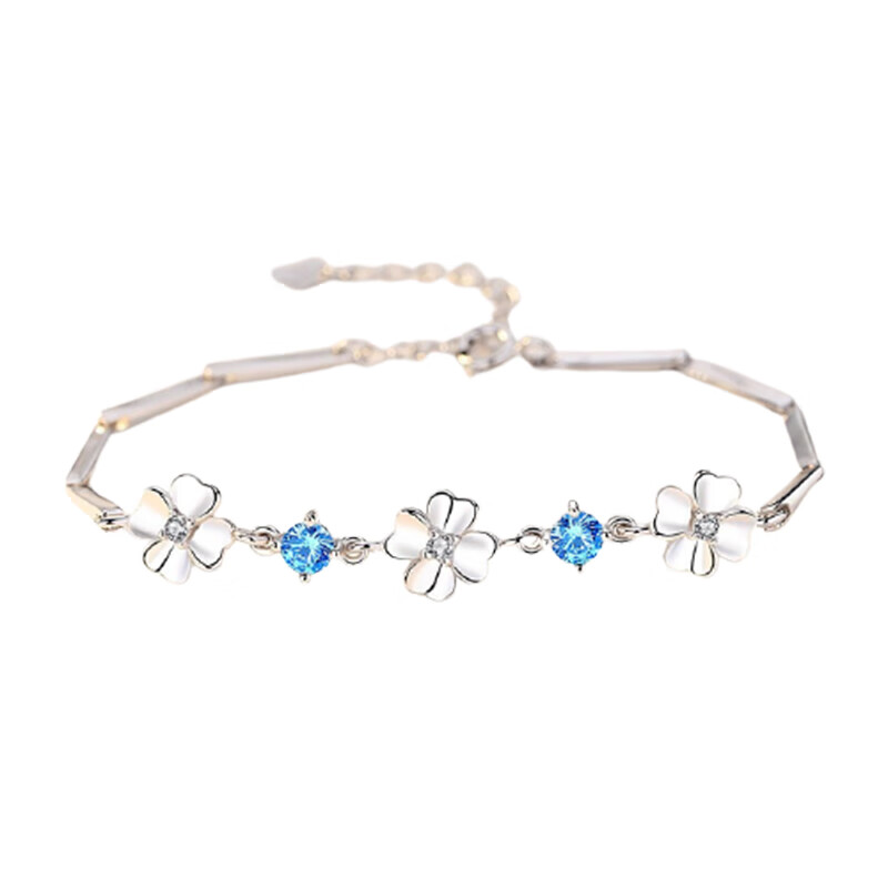 银千惠 纯银四叶草手链