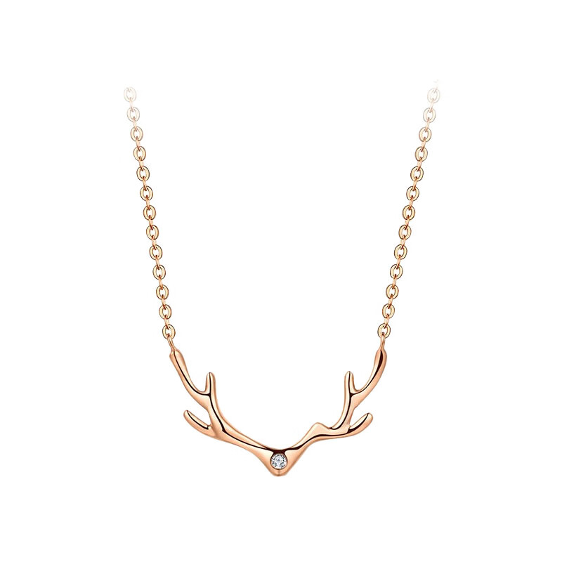 T400玫瑰金鹿角项链