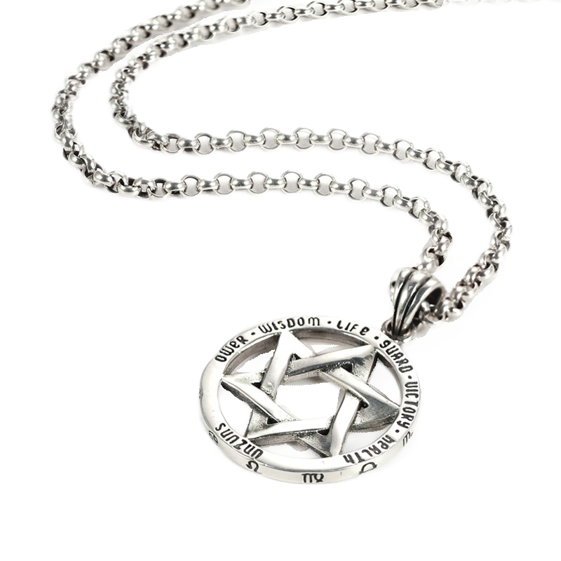 玖长时 六芒星 嘻哈项链