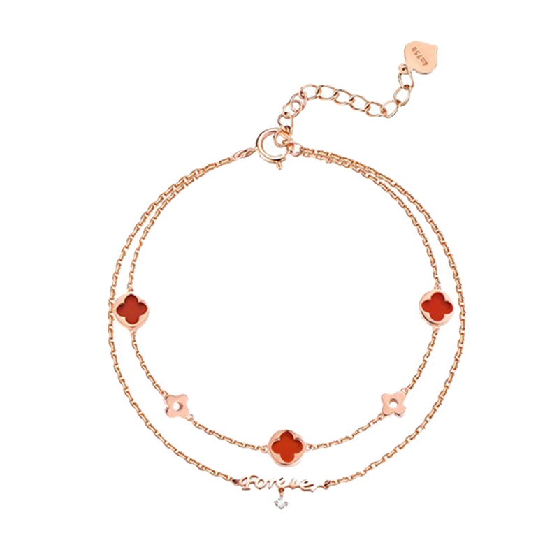 爱的约定 四叶草玫瑰金手链