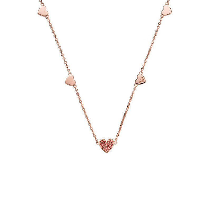 阿玛尼 镶钻爱心项链