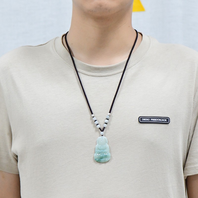 可玉可求 飘蓝花翡翠观音吊坠