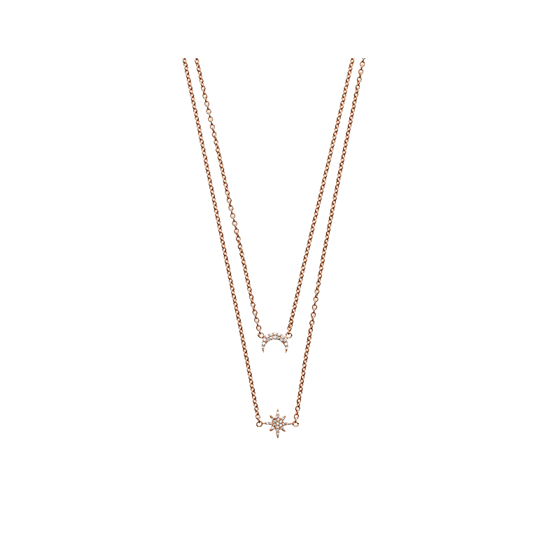 阿玛尼双层叠戴镶钻项链