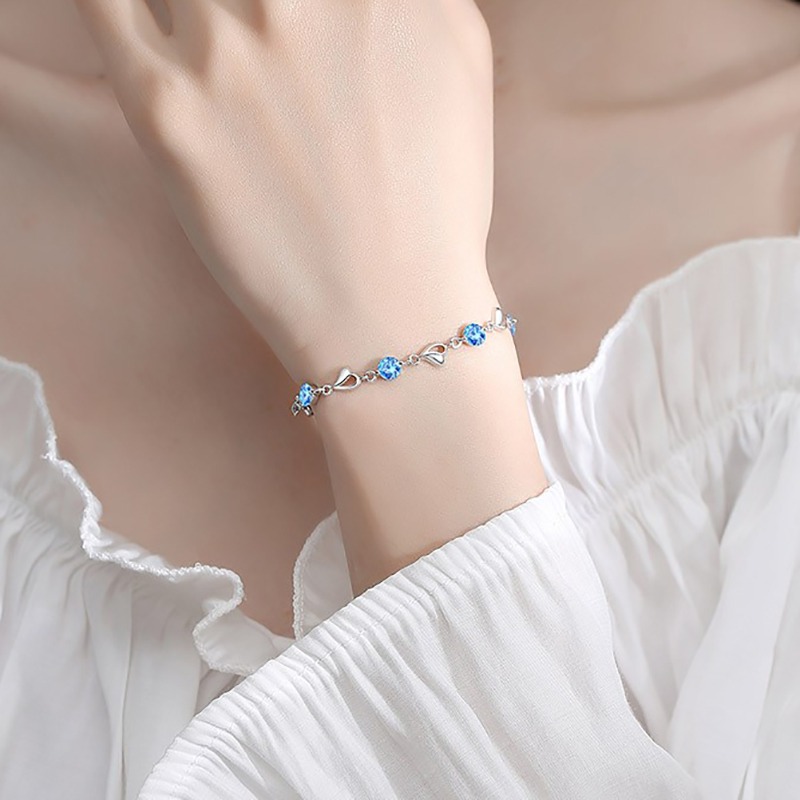 银千惠海洋之心简约999银手链