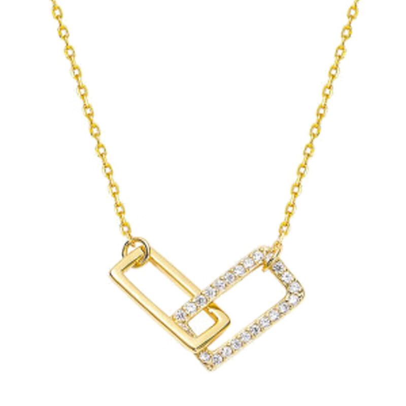 伊黛儿 方形套锁镶钻 项链
