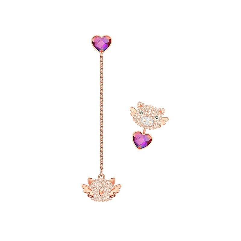 施华洛世奇可爱飞小猪不对称耳环
