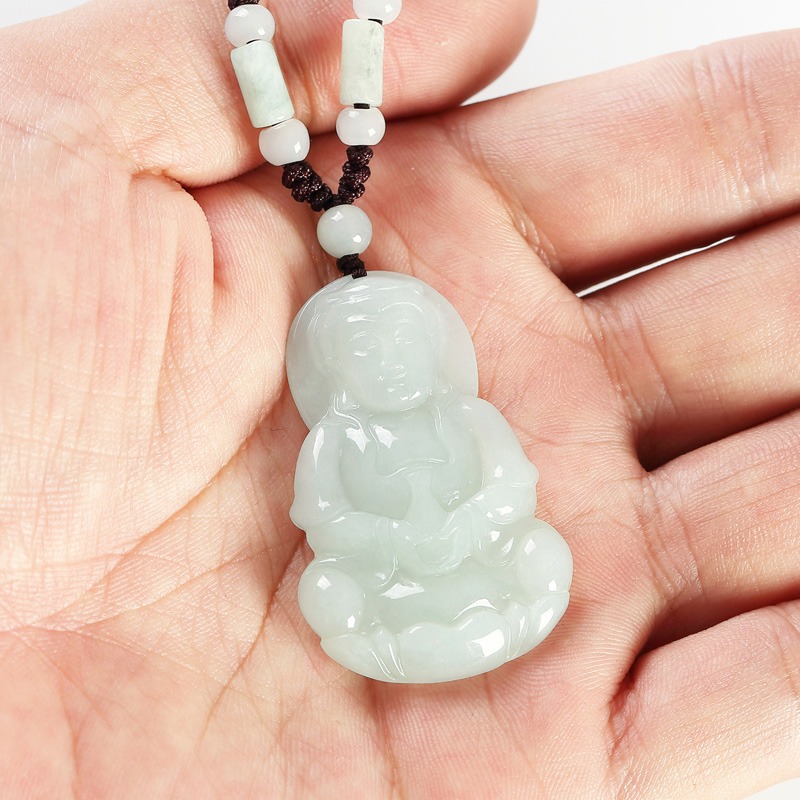 碧玉尊 观音纯色 翡翠吊坠