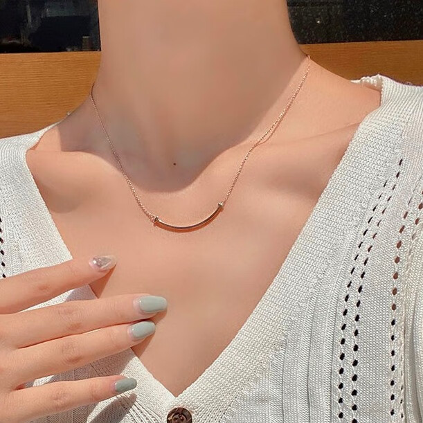 蒂芙妮 玫瑰金微笑项链