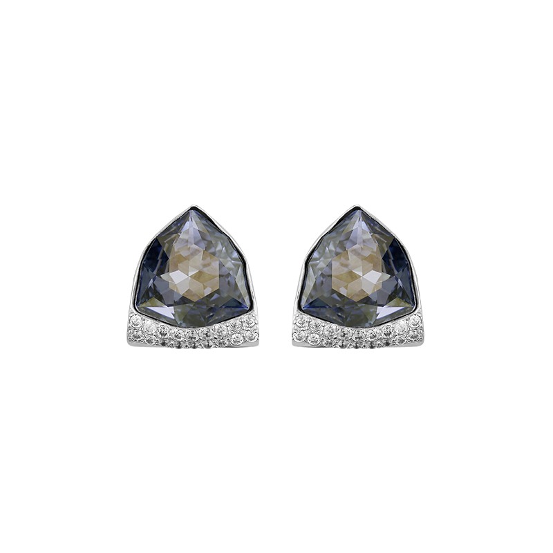 唐后气质甜美银菱形水晶耳坠