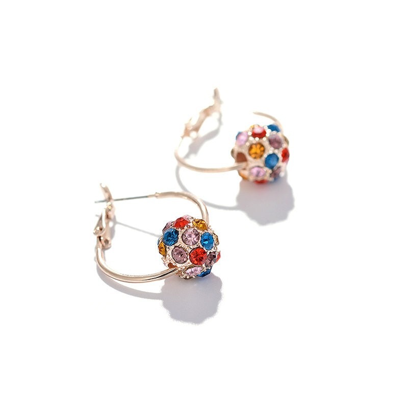 饰尚e族 彩钻球 金色耳圈