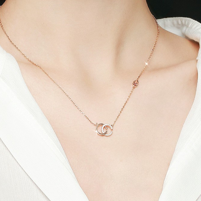 T400双C字母简约锁骨链