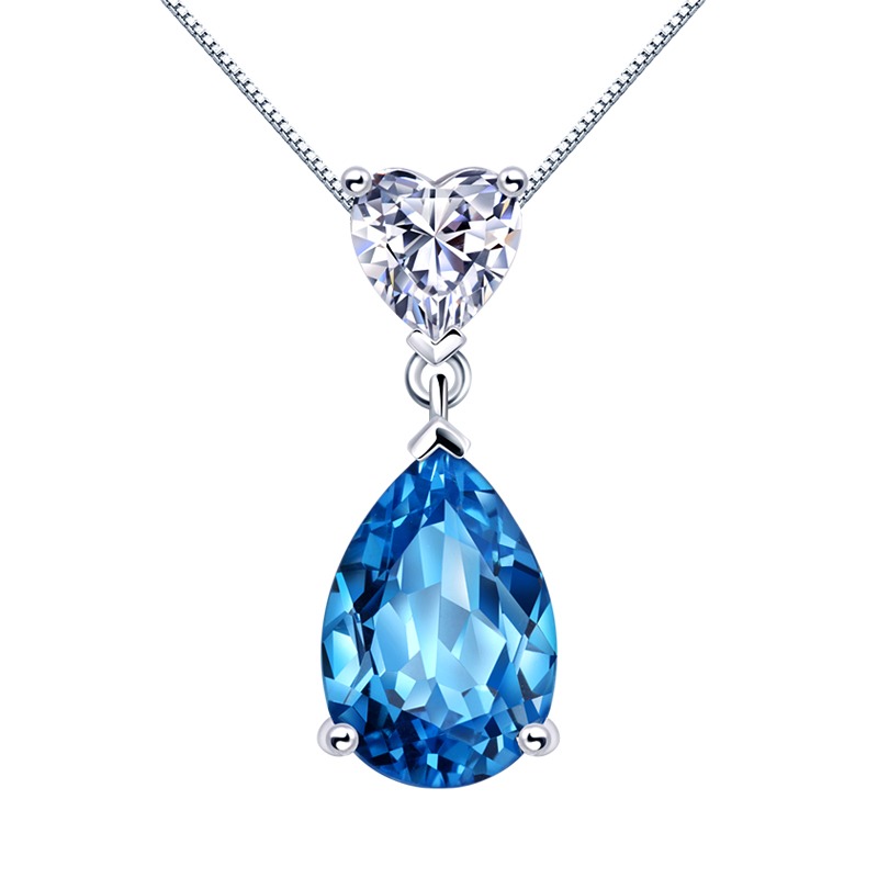 麟凰物 水滴蓝托帕石 项链