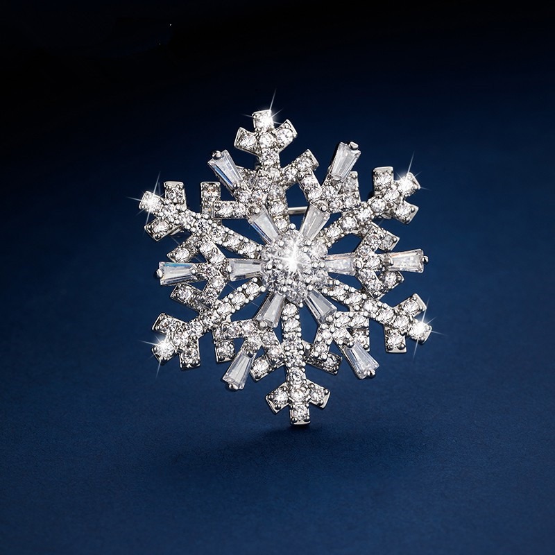 沫兰可旋转雪花胸针