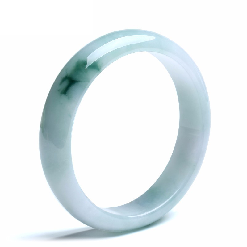 珍唯伊简约飘花女款翡翠手镯