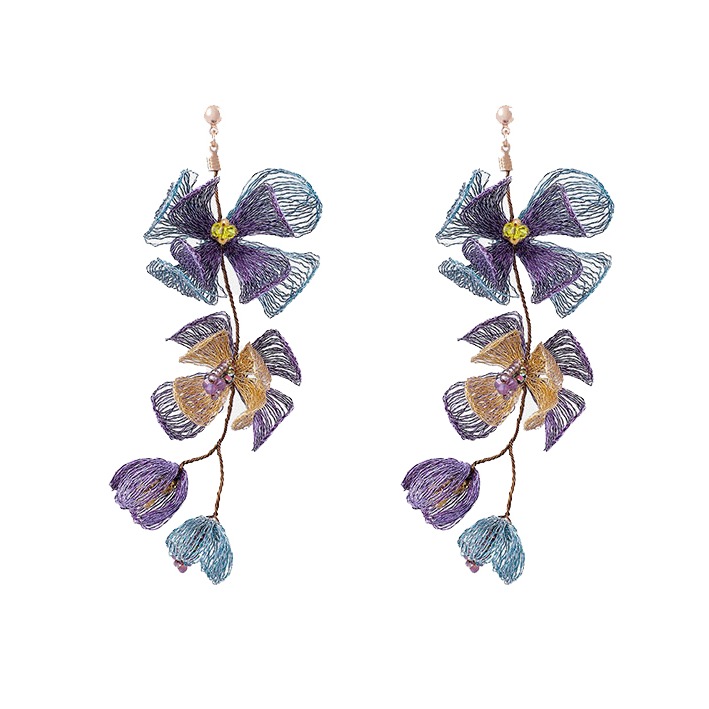 茜子 鸢尾花朵耳饰
