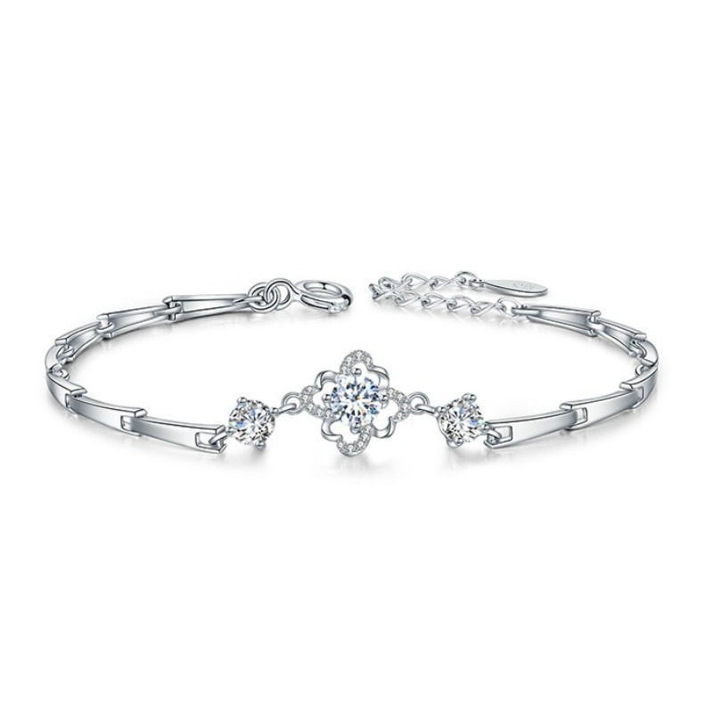 卡蒂罗简约四叶草银手链