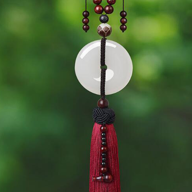 吉玺 白玉石平安扣 汽车挂件