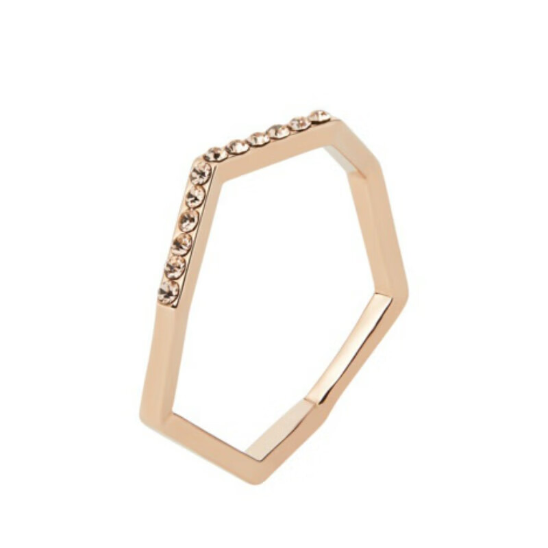 兰际玫瑰金多边形戒指
