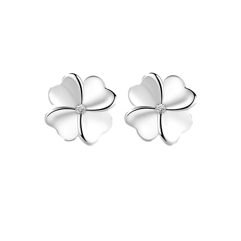 唯一四叶草足银耳饰