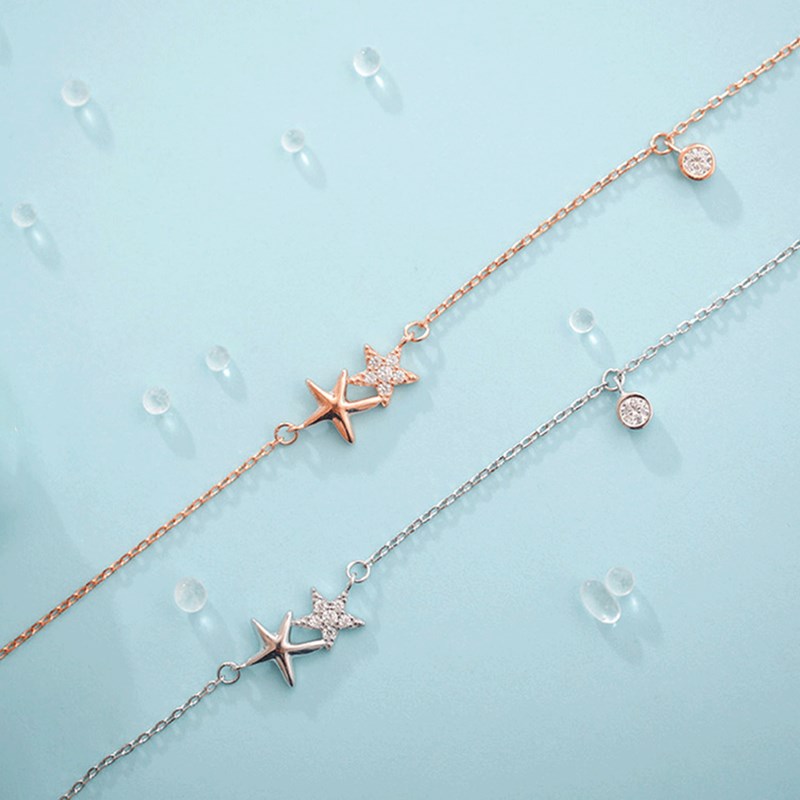 伊黛儿四角星星玫瑰金简约锁骨链