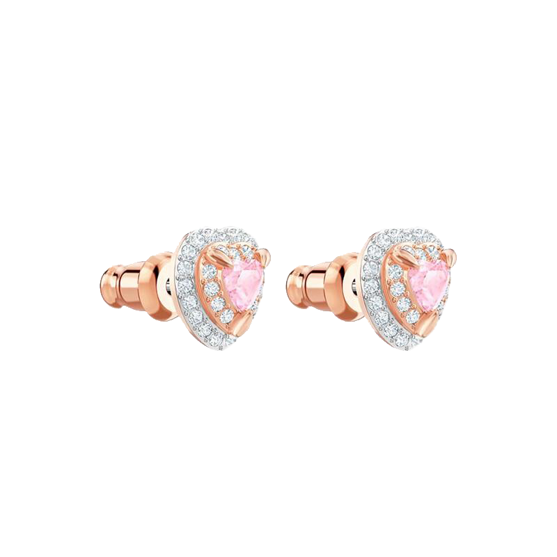 施华洛世奇粉色爱心耳钉
