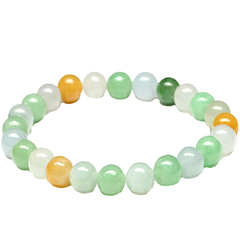 七彩云南彩色晶莹翡翠手串